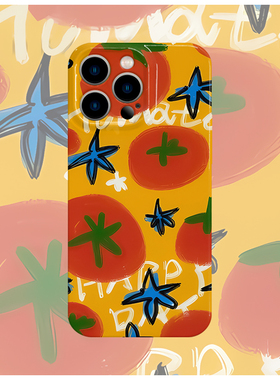 特梅头小番茄撞色菲林手机壳适用苹果16promaxiphoneOPPORENO10PROFINDX5PRO荣耀MAGIC4PROVIVOX200IQOONEO6