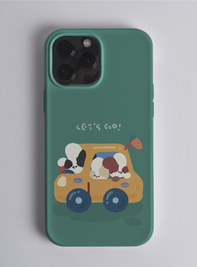 深绿色可爱直边手机壳小清新治愈慵懒风韩风日系艺术感适用iphoneXS全包苹果11PROMAX光面墨绿潮流ins风超火