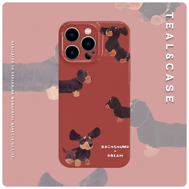 新年色红底腊肠狗菲林软壳全包