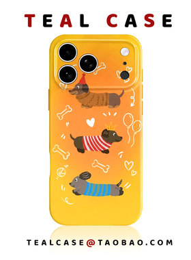 腊肠狗橙色软壳原创图案手机壳适用苹果17promaxiphoneOPPORENO10PROFINDX5PRO荣耀MAGIC4VIVOX200IQOONEO6