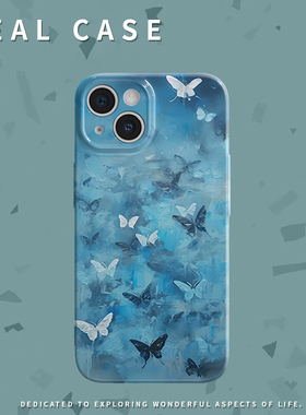 蓝色蝴蝶菲林手机壳适用苹果13promaxiphone15PROMAX15plus15PRO华为NOVA10PRO小米13VIVOX90mate40氛围感女