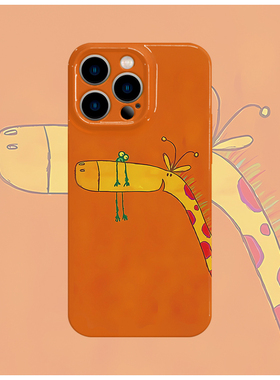黄色底长颈鹿菲林手机壳亮面适用苹果16promaxiphoneOPPORENO10PROFINDX5PRO荣耀MAGIC4PROVIVOX200IQOONEO6