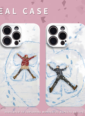 雪地情侣款纯爱菲林手机软壳适用苹果16promaxiphoneOPPORENO10PROFINDX5PRO荣耀MAGIC4PROVIVOX200IQOONEO6
