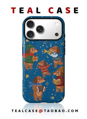 蓝色腊肠狗软壳～原创图案手机壳适用苹果17promaxiphoneOPPORENO10PROFINDX5PRO荣耀MAGIC4VIVOX200IQOONEO6