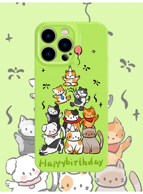 原创图案喵喵全家福手机壳适用苹果16promaxiphoneOPPORENO10PROFINDX5PRO荣耀MAGIC4PROVIVOX200IQOONEO6