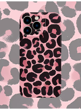 粉色豹纹ins菲林手机壳亮面适用苹果16promaxiphoneOPPORENO10PROFINDX5PRO荣耀MAGIC4PROVIVOX200IQOONEO6