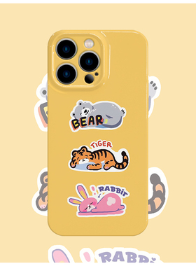 原创熊虎兔黄色菲林手机壳适用苹果16promaxiphoneOPPORENO10PROFINDX5PRO荣耀MAGIC4PROVIVOX200IQOONEO6