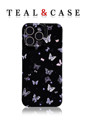 紫色蝴蝶原创图案手机壳适用苹果16promaxiphoneOPPORENO10PROFINDX5PRO荣耀MAGIC4PROVIVOX200IQOONEO6