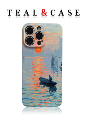 原创图案莫奈风农船手机壳适用苹果16promaxiphoneOPPORENO10PROFINDX5PRO荣耀MAGIC4PROVIVOX200IQOONEO6