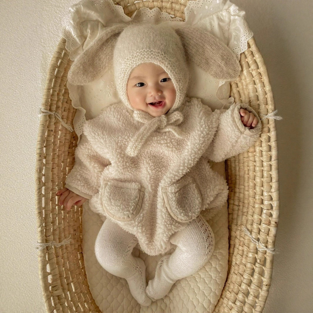 秋冬双面绒婴幼儿三角爬服保暖