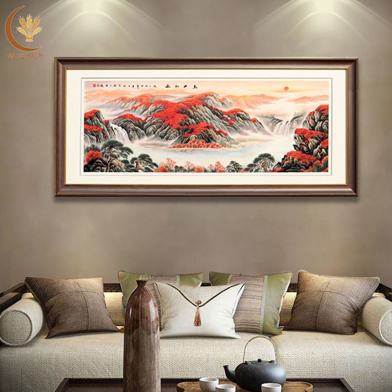 锐意湘绣手工刺绣家居饰品乔迁新居礼物山水挂画客厅湖南特色礼品
