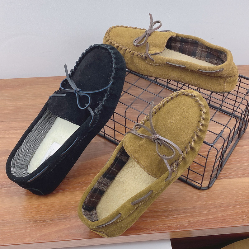 42码真皮豆豆鞋男士秋冬季黑色