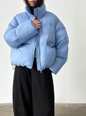 韩版立领泡芙羽绒服女2025冬季新90白鸭绒加厚面包服外套