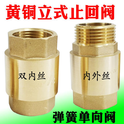 黄铜止回阀弹簧立式单向阀水管螺纹阀门4分6分平装水阀止逆阀锻造