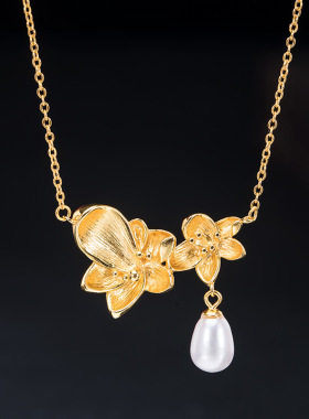 花朵珍珠唯美风饰品吊坠项链