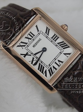 包邮 威之星 坦克方型简约W5200025腕表石英玫瑰金女士手表CR-32