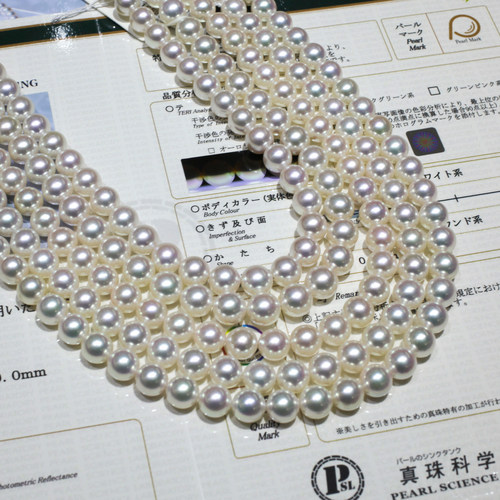 海水珍珠akoya天女项链正圆基本无暇极强镜面光泽日本真科研大证