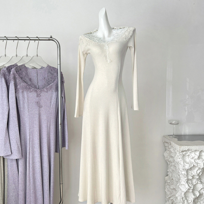 法式温柔长袖针织内搭打底连衣裙