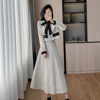 法式小香风外套半身裙两件套装