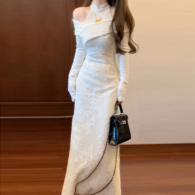 新中式国风改良旗袍裙高级感气质长袖连衣裙今年流行爆款裙子秋季