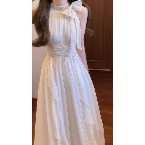 绝美漂亮挂脖吊带连衣裙礼服长裙