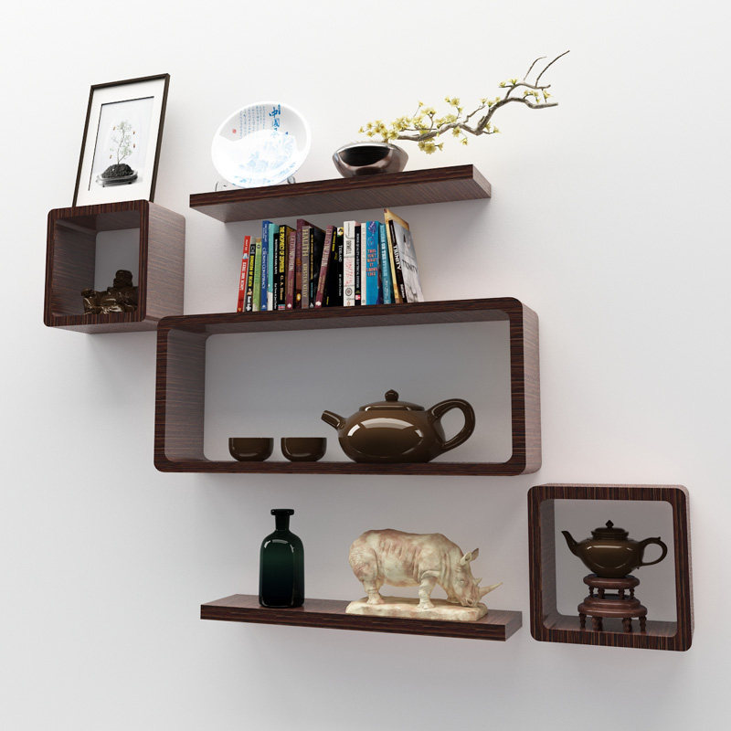 壁挂博古架实木中式展示柜多宝阁隔断简约现代茶叶收纳置物架子