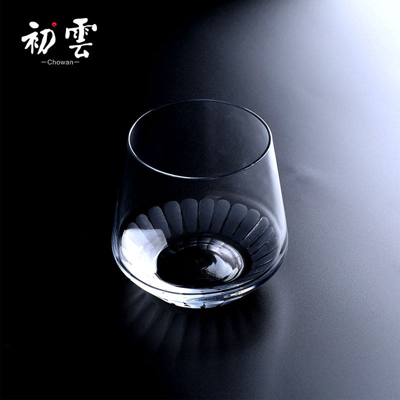 盛唐花开杯 江户切子手工磨刻酒杯水晶玻璃杯威士忌杯啤酒杯手作
