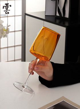 {橙色光芒杯 阳光与花 都在手中}中古高脚杯红酒杯葡萄酒杯子水晶