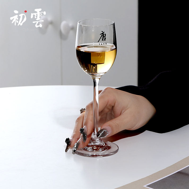 {盛唐金波碎 送秋千里雁}中古vintage国潮杯子 高脚杯水晶酒杯
