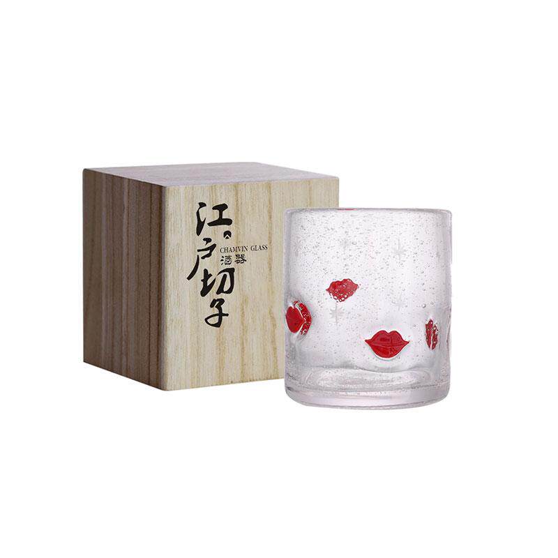 烈焰红唇杯！初云原创水晶杯 硝子琉璃酒杯威士忌杯子木盒伴手礼