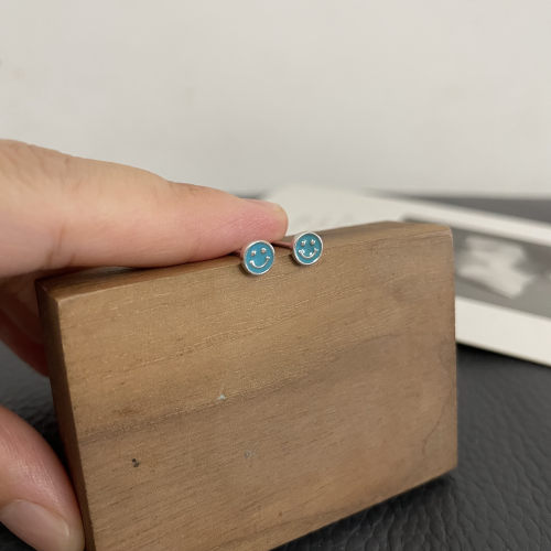 i韩ns笑脸小耳钉925纯银精致
