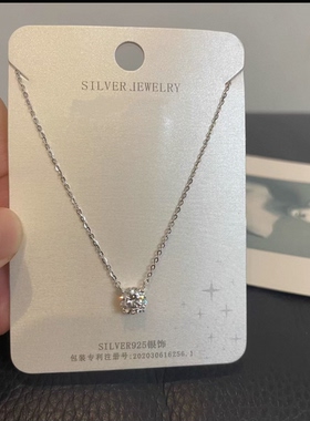 S925纯银 一克拉莫桑钻超闪！锆石钻Bling～精致闪钻项链女锁骨链