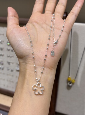 韩ins博主款 奶白色素银 S925纯银~ 超美！ 小花花项链长款女礼物