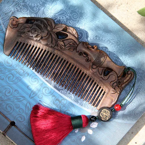 Двусторонная ретро классическая расческа из сандалового дерева, дракон и феникс, подарок на день рождения