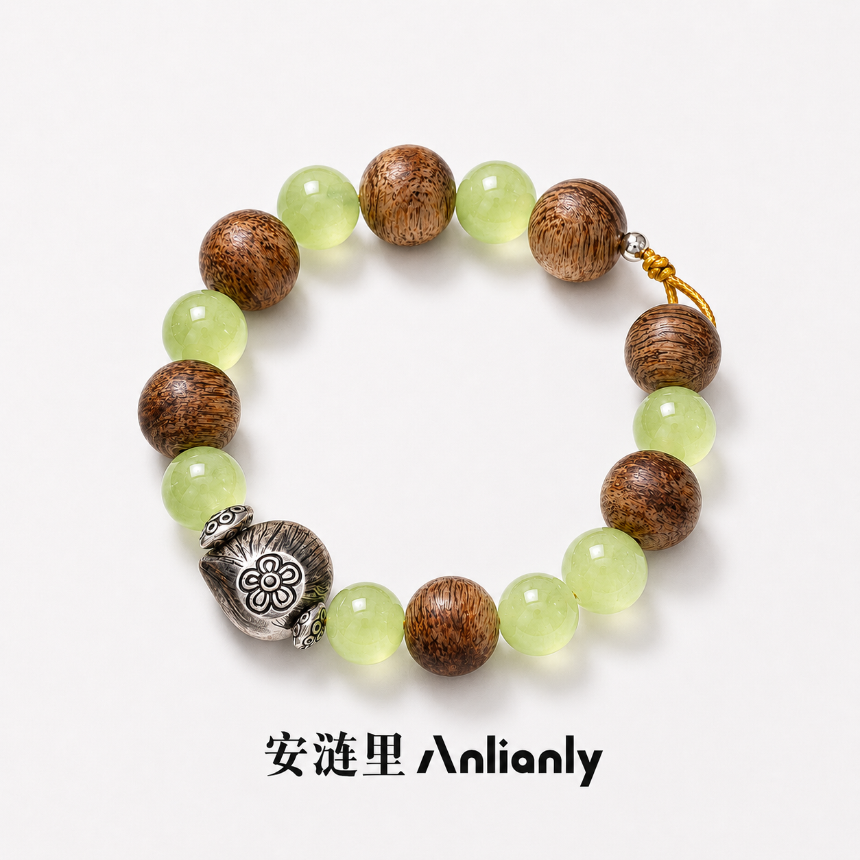 天然沉香水晶手串银饰新中式佛珠葡萄岫玉沉香禅意莲花新中式送人