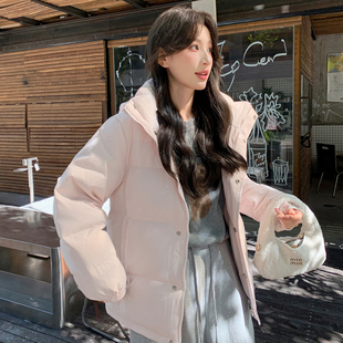 晴雨雪中戏羽绒服女短款韩版连帽小个子加厚情侣面包服学生冬外套