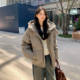 pu皮羽绒服女短款 晴雨雪2025新款 美式 复古加厚连帽情侣面包服外套