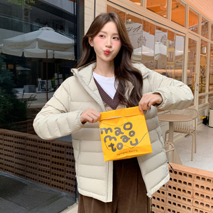 晴雨雪轻薄排骨羽绒服女短款韩版宽松简约90白鸭绒百搭小个子外套