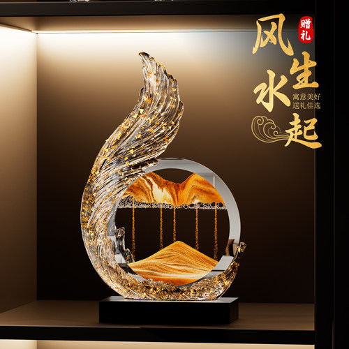 风生水起流沙画办公室摆件客厅2026新款招财玄关电视柜酒柜装饰品