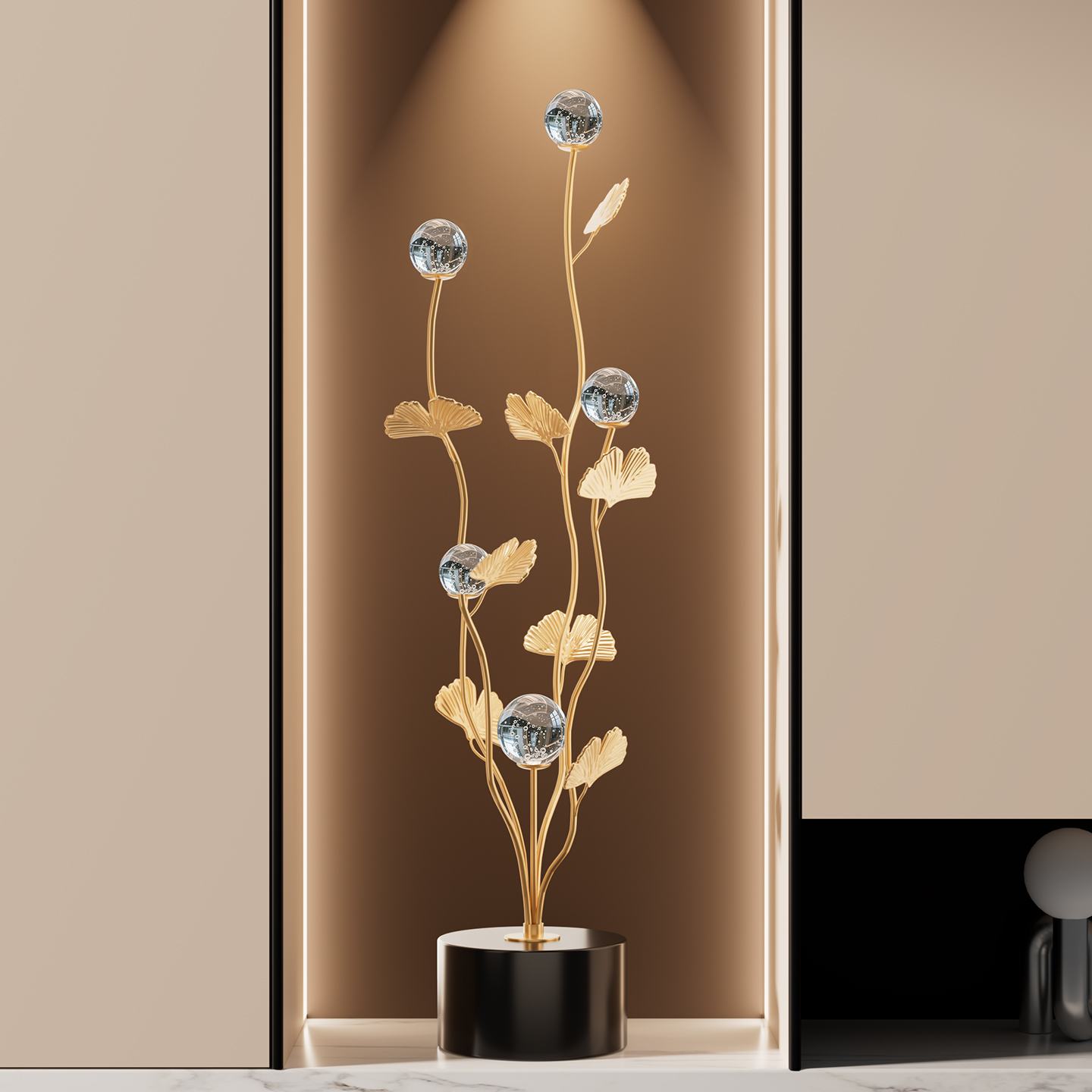 银杏叶入户玄关摆件轻奢高档客厅装饰电视柜壁龛新房乔迁新居礼物