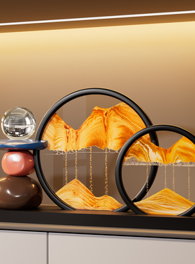 时来运转流沙画电视柜装饰摆件轻奢高档客厅酒柜办公室柜子装饰品