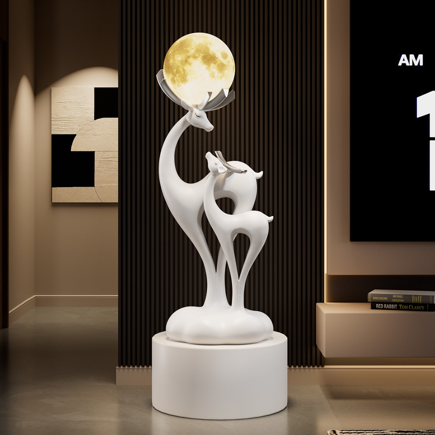 招财鹿落地摆件轻奢高级感客厅电视柜沙发旁边氛围灯乔迁新居礼物,家居饰品,落地摆件,淘宝优惠券,粉丝福利购,淘宝优惠卷