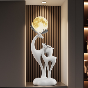 招财鹿大摆件客厅氛围灯沙发旁高级感入户玄关电视柜壁龛乔迁礼物