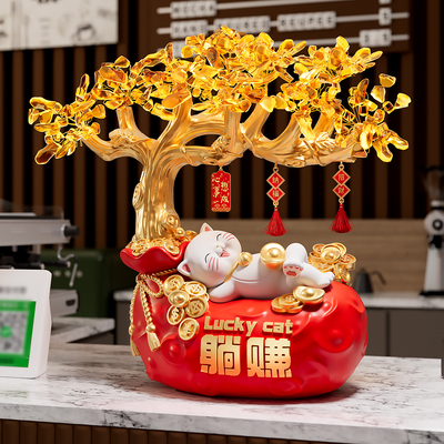 发财树躺赚招财猫摆件开业礼物前台高档装饰生意兴隆大吉2025新款