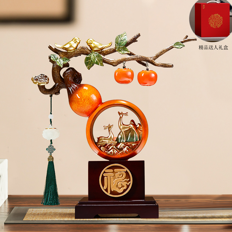 柿柿如意摆件葫芦客厅乔迁礼物