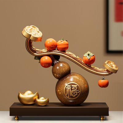 新中式柿柿事事如意柿子摆件葫芦客厅搬家礼物装饰品乔迁新居礼物