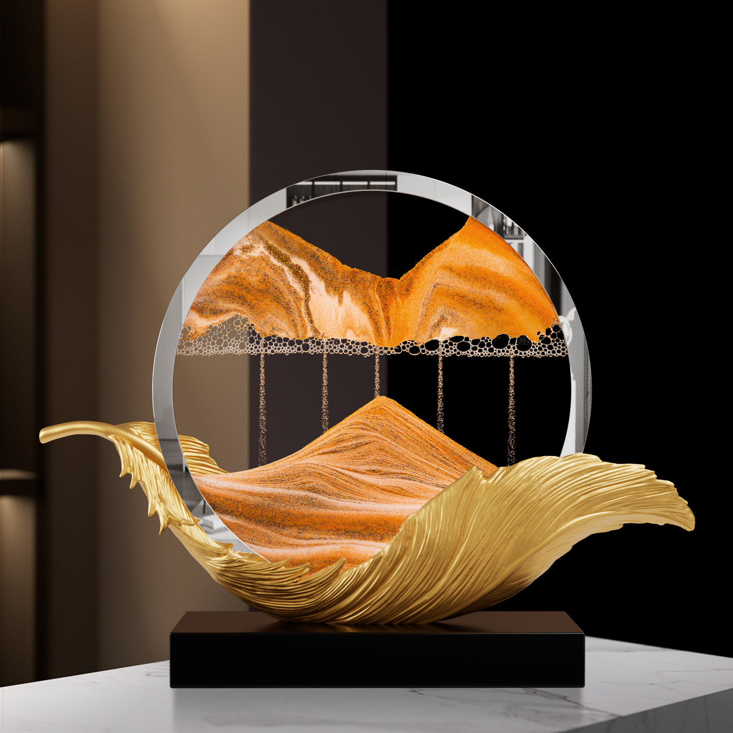 风生水起流沙画酒柜装饰品摆件客厅轻奢高档电视柜办公室2025新款,家居饰品,装饰摆件,淘宝优惠券,粉丝福利购,淘宝优惠卷