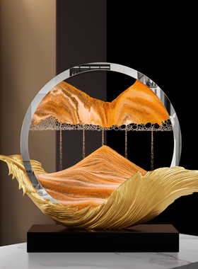 风生水起流沙画酒柜装饰品摆件客厅轻奢高档电视柜办公室2025新款