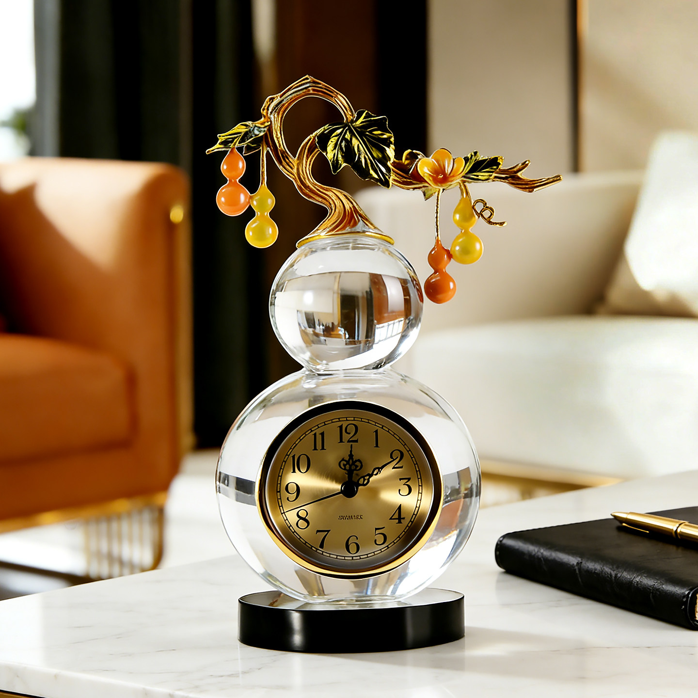 五福临门葫芦摆件客厅招财玄关电视柜酒柜装饰品创意桌面时钟实用,家居饰品,装饰摆件,淘宝优惠券,粉丝福利购,淘宝优惠卷