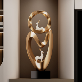 招财鹿时来运转入户玄关装 饰摆件客厅轻奢高档电视柜壁龛乔迁礼物